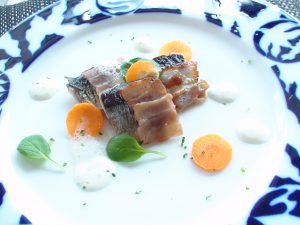 さんまとベーコンのソテー すだちソース